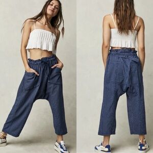 Free people‎ oversized runyon pants drawstring blue stripe